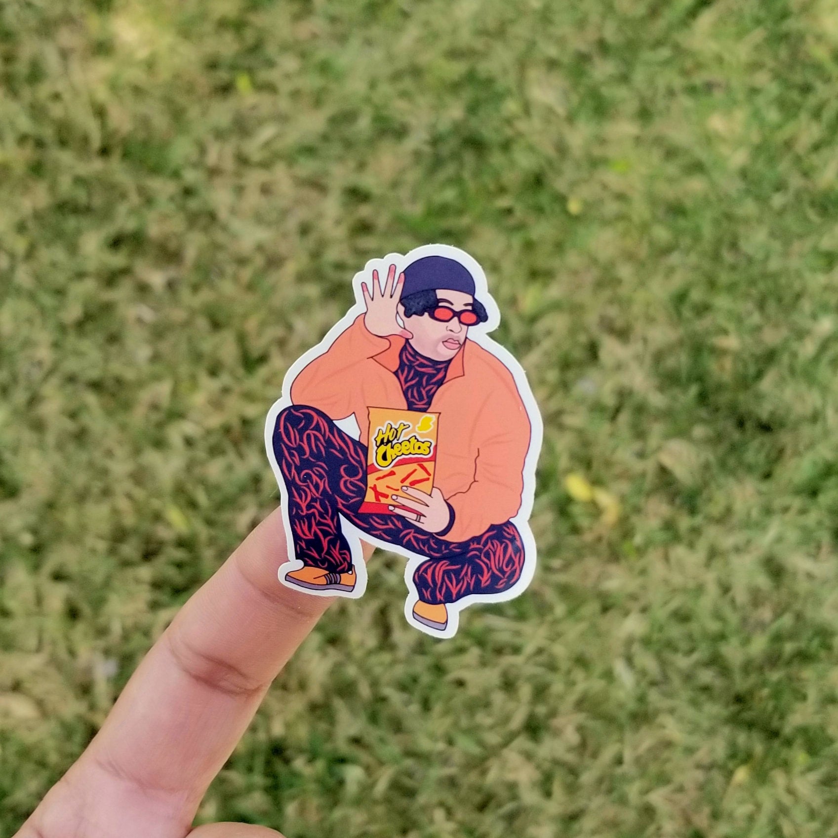 Bad Bunny Hot Cheetos Sticker | Hug Hug Kiss Kiss